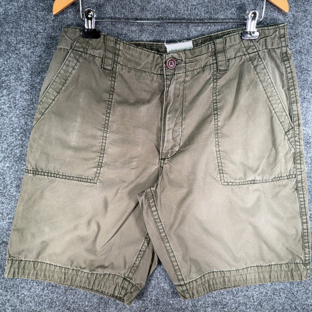 Aeropostale Authentic Cargo Shorts Mens 34 Olive Green Twill Utility Pockets Y2K